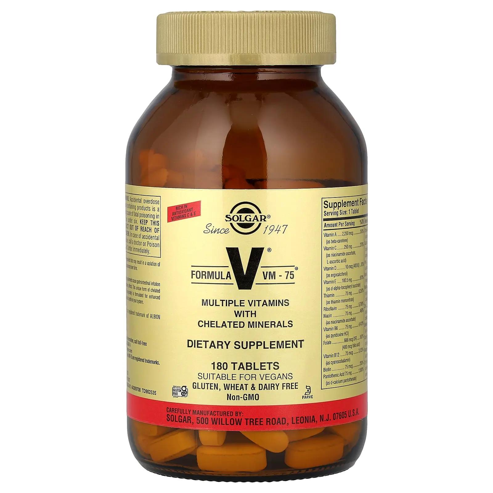 Solgar Formula V®, VM-75®, 180 Tablets