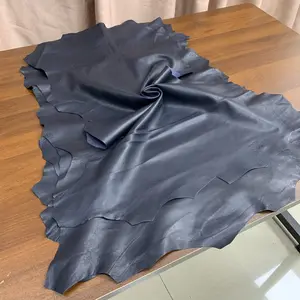 Imported Full Grain Leather, Deep Blue Smooth Sheepskin, Handmade Genuine Leather Fabric, 0.6mm Thickness, Ideal for DIY Projects