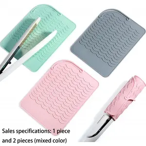 Silicone Heat Tool Mat Set, 2-Piece Anti-Slip Pad for Straighteners Curling Irons Hair Dryers, 8.6x6.3 Inches, Salon Professional Use