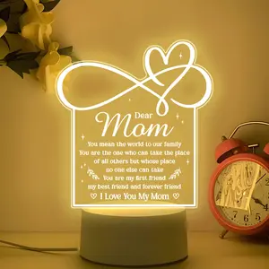 Acrylic Night Light Gift for Mom, Led Neon Lights, Mother's Night Lamp, Perfect Birthday Christmas Valentine's Day Present, Meaningful Home Decor, Decorative Neon Light, Led Atmosphere Lamp