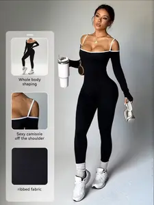 Women's Fall Winter Slimming Shaping Bodysuit, Waist Cinching Butt Lifting Tank Top Jumpsuit, Seamless Yoga Fitness One-Piece