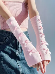 Women's Cute Bow Decor Arm Sleeves, 1 Pair Fashion Casual Party Arm Sleeves for Daily Wear, Elegant All-match Gloves for Women & Girls