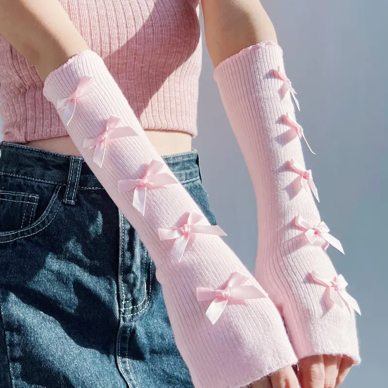 Women's Cute Bow Decor Arm Sleeves, 1 Pair Fashion Casual Party Arm Sleeves for Daily Wear, Elegant All-match Gloves for Women & Girls