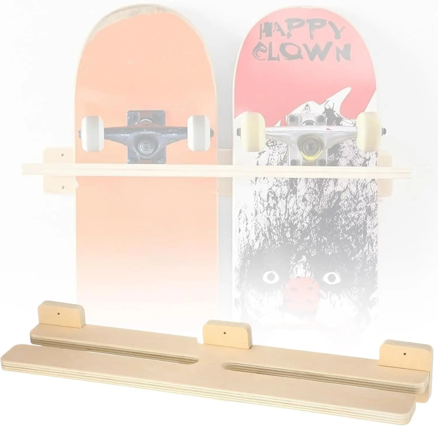 Halloscume Skateboard Wall Mount Holder Holds Double Skateboard Wall Hanger Rack Wooden Storage Display Tool for Longboard Snowboard Deck Home Garage