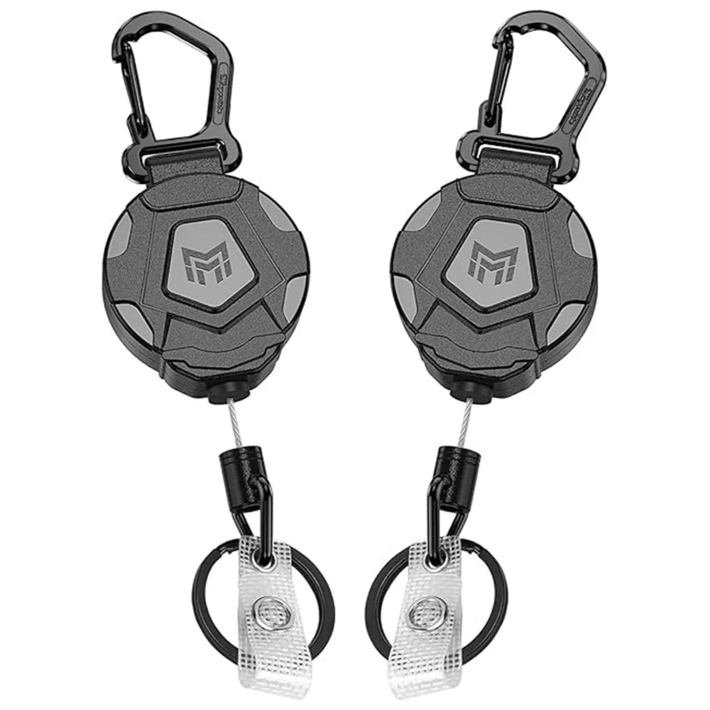 MNGARISTA Heavy Duty Retractable Keychain - Anti-Lost Keyring, EDC Gear, Belt-Mounted Holder Clip Keychain, Tactical ID Badge Reel with 31.5” Steel Cord, 8.0 oz, Carabiner, Holder Clip Keychains