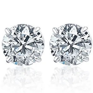 .33Ct Round Brilliant Cut Natural Quality VS2-SI1 Diamond Stud Earrings in 14K Gold Basket Setting