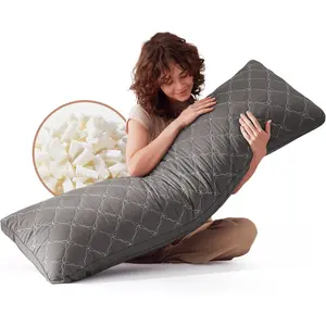 Memory Foam Body Pillow for Adults, Ultra-Soft Full Body Pillow with Diamond Quilted Cover, Support for Side Sleepers - Machine Washable, 20x54 Inch, Dark Gray