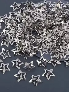 40pcs Star Hair Clips Set, Anti-Slip Zipper Stars Hair Accessories, Women Y2K Style Silver Color Metal Hair Pins, All Seasons Fashion