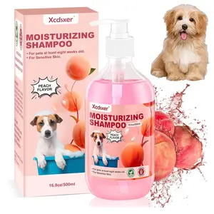 Pet Shampoo Soothe Sensitive Skin Natural Formula for Dogs & Cats Fresh Peach Scent Moisturizing Grooming Shampoo 17 Oz