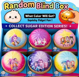 k-pop 6-pack Blind Box 2026 New Glitter Dumpling Squishy with Steamer Box, Soft Sensory Fidget Steamed Bun Squeeze Toy for Adult Stress & Anxiety Relief