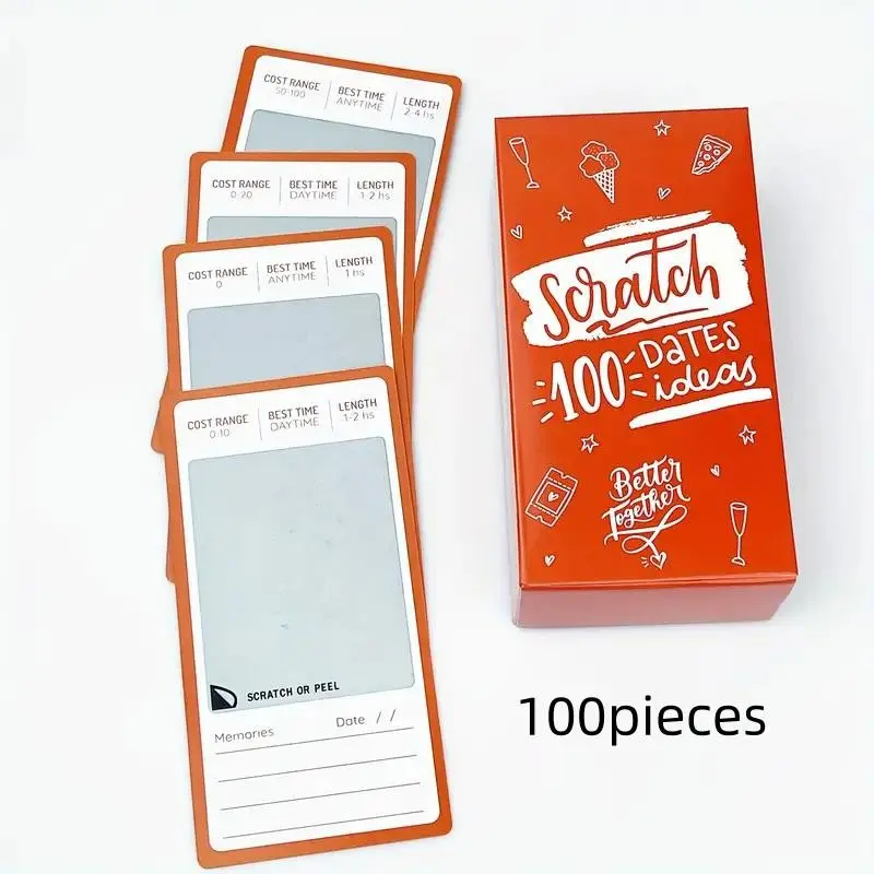 Set of 100 Creative Date Cards, Couple Game, Challenge, Trivia, Intimate Games, Scratch-Off Cards, Valentine's Day, Christmas, Halloween Gift