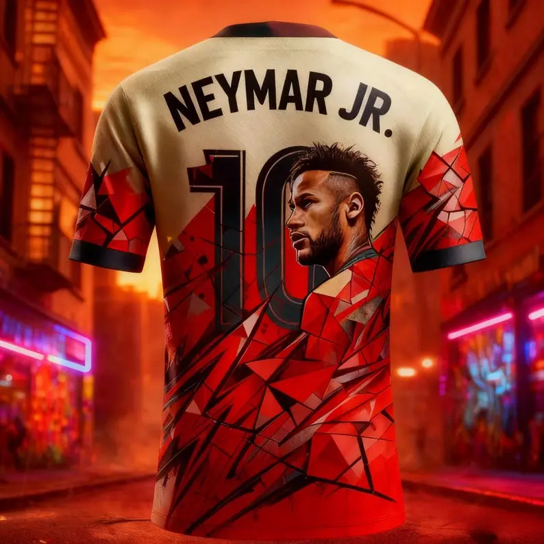Kids Neymar 10 Football Jersey 202526 Black 3D Printed Soccer Shirt