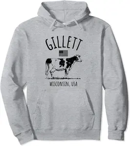 Gillett Wisconsin USA Retro Cow Vintage Style Design Pullover Hoodie - Dacodaqu Shop 59B0CP2S5LS5