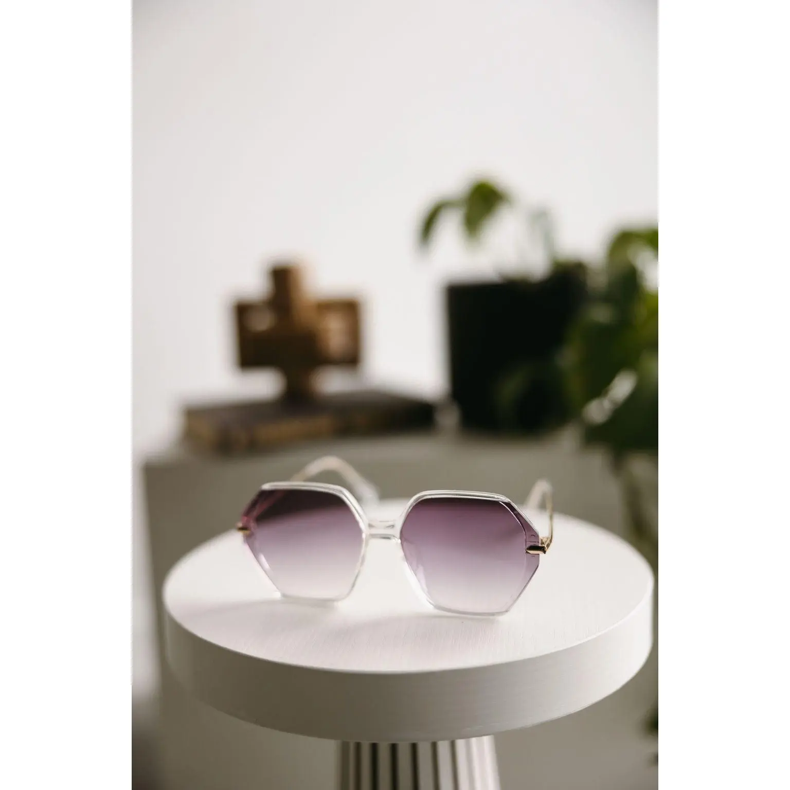 OIA Unisex Full Rim Round Sunglasses - Purple Fade Frame, UV-Protection Lenses