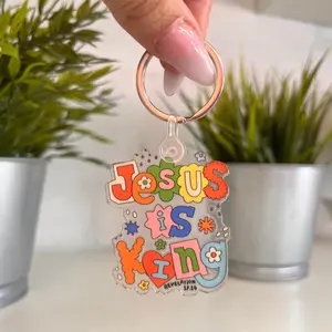 Jesus is King Keychain | Clear Acrylic Car Charm | Christian Key Ring | Religious Keychain Revelation 17:14 woman