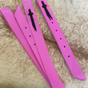 Pink Nylon Western Saddle Tie Strap and Off Side Billet Set Horse Size