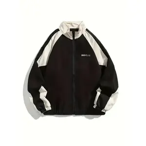 Street fashion Unisex Jacket, Couples Color Block, College Style Lightweight, Thin, Casual, Versatile, Fashionable, Windproof, Durable, Comfortable, Perfect for Spring/Autumn Streetwear and Outdoor Activities