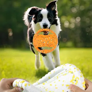ETPU Popcorn Dog Toy, Multi-functional Set with Pull Tab, Flying Disc & Roller, Chew Resistant Interactive Tug Training Toy for Pets