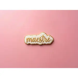 Maestro Cursive Cookie Cutter Set, 3 inch-4 inch Bakeware with Teacher Appreciation Week Script Stamp & Outline, White Baking Utensil