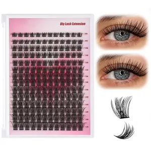 Lash Clusters DIY 168 Clusters D Curl 0.07 Natural Individual Lash Extensions Mixed Tray False Eyelashes Soft & Strong Thin Band DIY at Home (0.07D, 8-16mm) Makeup
