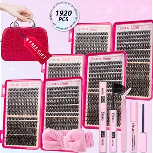 Nature Lash Extension Kit DIY Cluster Lashes Gift Packs 3 Boxes Lash Clusters Eyelash Extensions Soft & Lightweight  With Bond &Sea l&Remove &Tweezers & Hair Band Easy DIY Salon Look at Home Long-Lasting Glam for Beginners