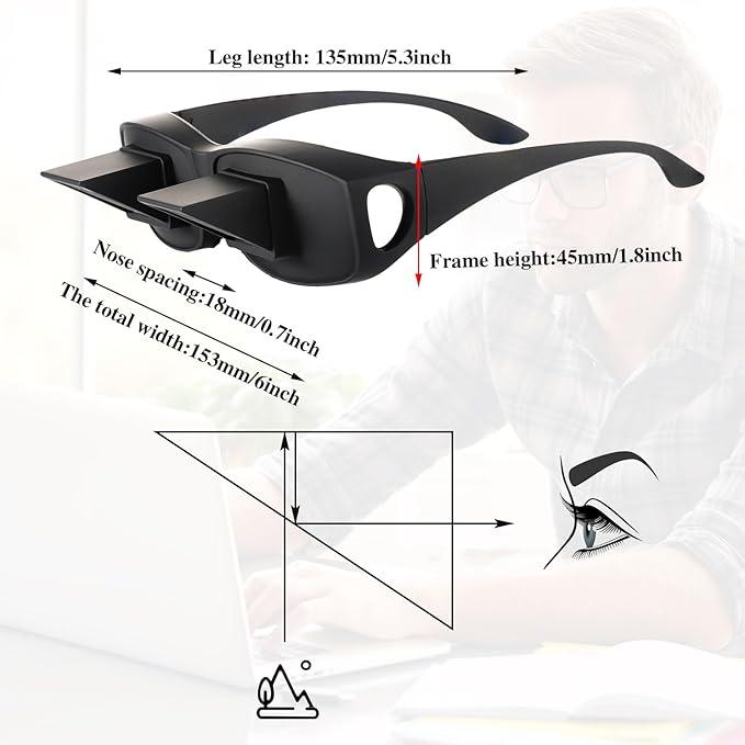 LazyReaderGadget 90-Degree Horizontal Prism Glasses for Neck Pain Relief Fits Over Prescription Eyewear Adjustable Design for Bed Reading Essentials sol e reader