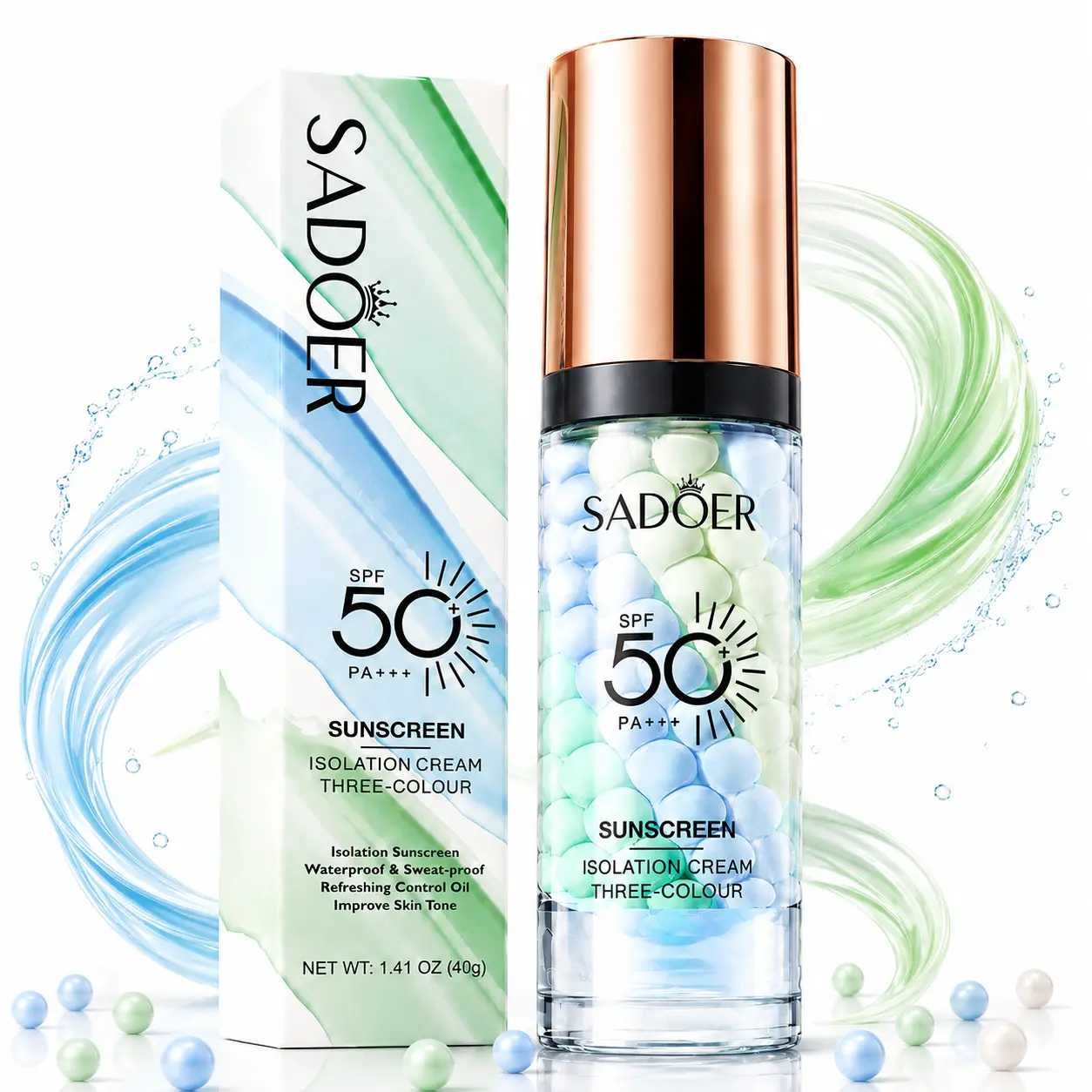 Green Color Correcting Primer & Facial Serum 3-in-1, SPF Makeup Base, Moisturizing Full Coverage Concealer, Pore-Blurring Oil Control Primer for Even Tone & Natural Glow