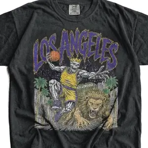 Los Angeles Basketball Skeleton Vintage Shirt, Gift For Lakers Fan Basketball, Game Day Unisex Comfort Colors