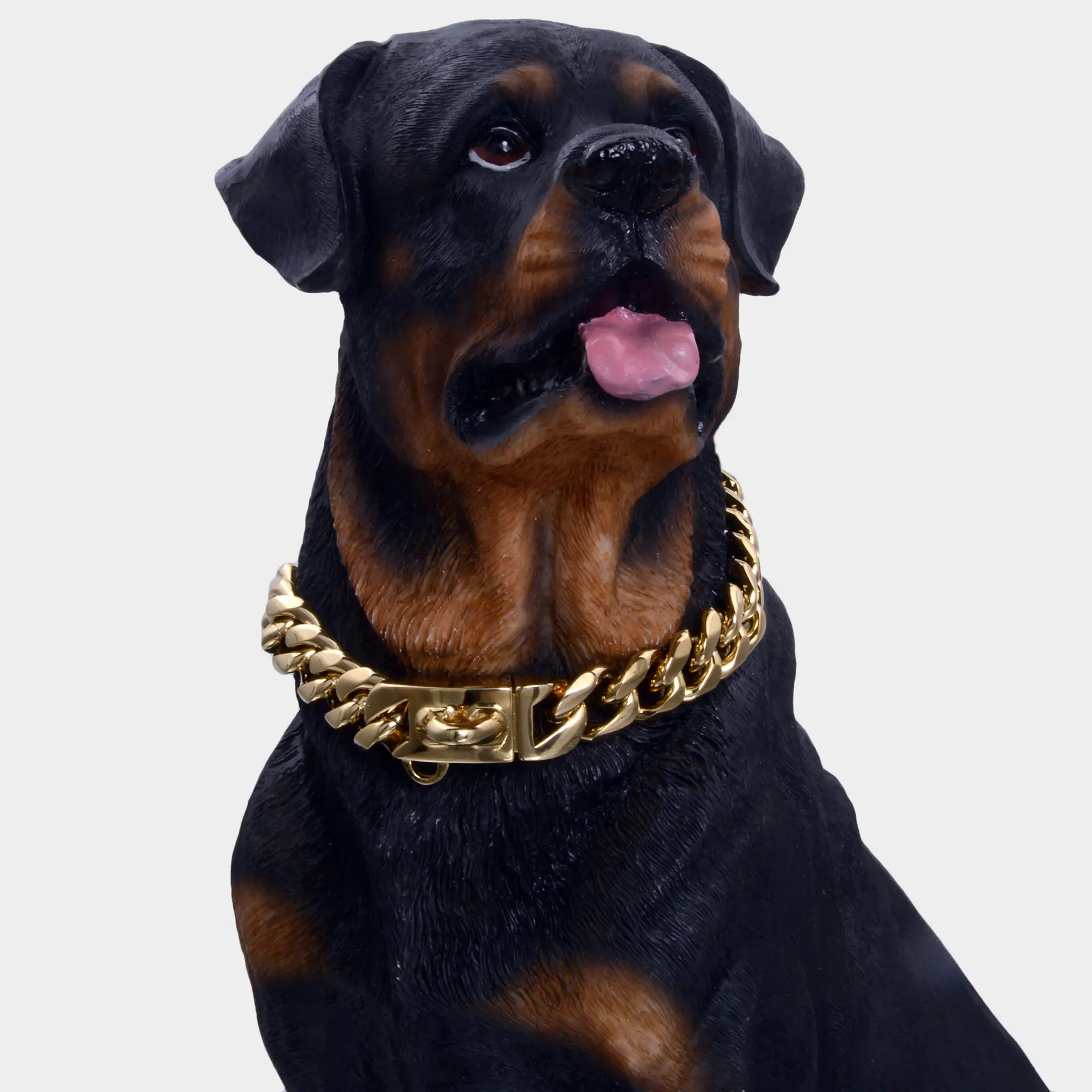 15mm Diameter Solid Stainless Steel Gold Dog Collar - Long-Lasting Titanium Steel Neckwear for All Seasons, Daily Wear Dogs