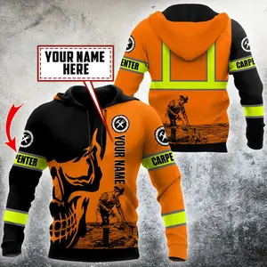 Personalized Name Love Carpenter Hoodie – All-Over Printed Workwear Sweatshirt for Men and Women – Custom Construction Worker Gift