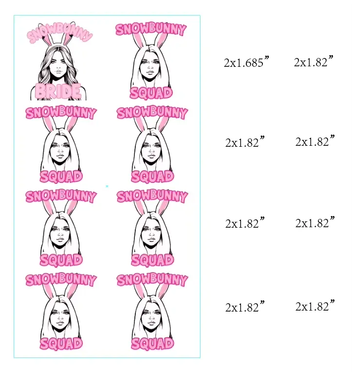 Cute Bunny Temporary Tattoos, 8-Piece Snowbunny Bride Squad Set, All Skin-Safe for All Skin Types, Bachelorette Party Supplies for Bride & Bridesmaids