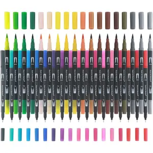 Markers for Adult Coloring Books No Bleeding, Set of 36 Colors, Coloring Pens for Adults, Dual Brush Marker Pens with Fine & Brush Tips, Art Supplies for Drawing, Calligraphy, Sketching and Doodling.