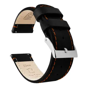 Black Leather Orange Stitching Watch Band - Vaer C5 / D5 Field (20mm)