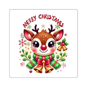 Cute Christmas Reindeer Stickers - Merry Christmas Decor for Gifts, Scrapbooking, Laptop, Holiday Cards, Party Favors