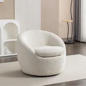 29.5" Swivel Accent Sofa Chair, Round Boucle Barrel Chair, Modern 360° Swivel Leisure Single Sofa Chair Couch for Hotel Living Room Bedroom Office (Beige)
