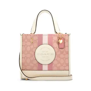 Coach Dempsey 22 Tote Bag in Classic Canvas with Leather Accents, Medium Size, Women's Pink