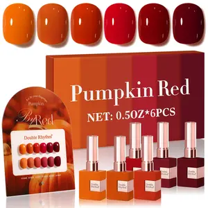 6 Pcs 15 ML Gel Set Same Color Same Bottle Soak Off Gel Kit Art Manicure Salon DIY at Home for Women (Dark Light Brown Orange Maroon-T6-6)