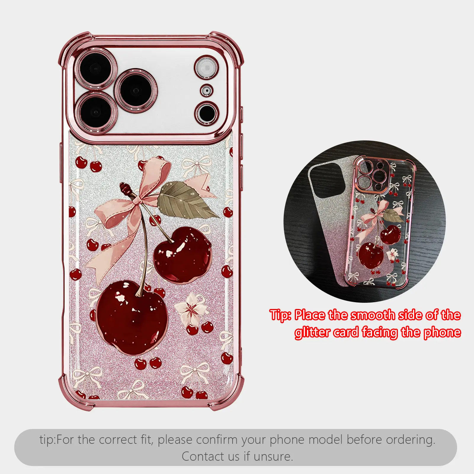 Sweet Cherry Pattern for iPhone Samsung Galaxy Case iPhone 17Pro Max Air 16 15Plus 14 13 12 11 XR XS S25Ultra S24FE S23 S22 Phone Case, Four-corner airbag drop protection, Protective Silicone Cover, Protection Durable, Shockproof Drop.JY86