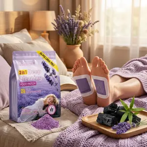 24Pcs Natural Lavender Foot Patches - Bamboo Charcoal & Herbal Deep Cleaning Foot Pads for Overnight Care, Stress Relief & Better Sleep, Large Pack