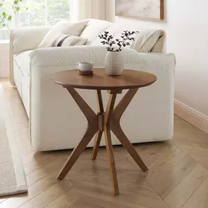 Modway Crossroads 24” Round Wood Side Table in Walnut