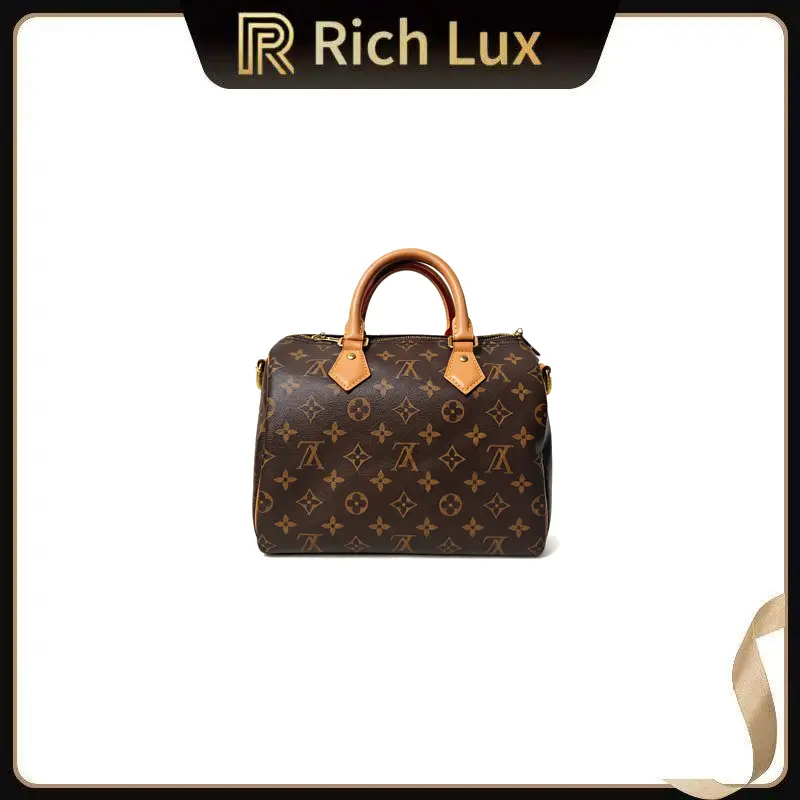Pre-owned Louis Vuitton Classic Speedy Monogram Leather Handbag Shoulder Purse, Fashion Bags for Everyday Use