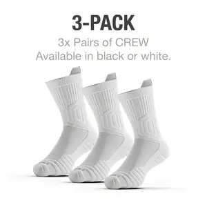 CloudFusion Crew Socks - 3-Pack of Ankle Stabilizer Socks with Zoned Cushion & Moisture-Wicking Mesh Ventilation for Comfortable All-Day Wear Crewsocks Tubesocks