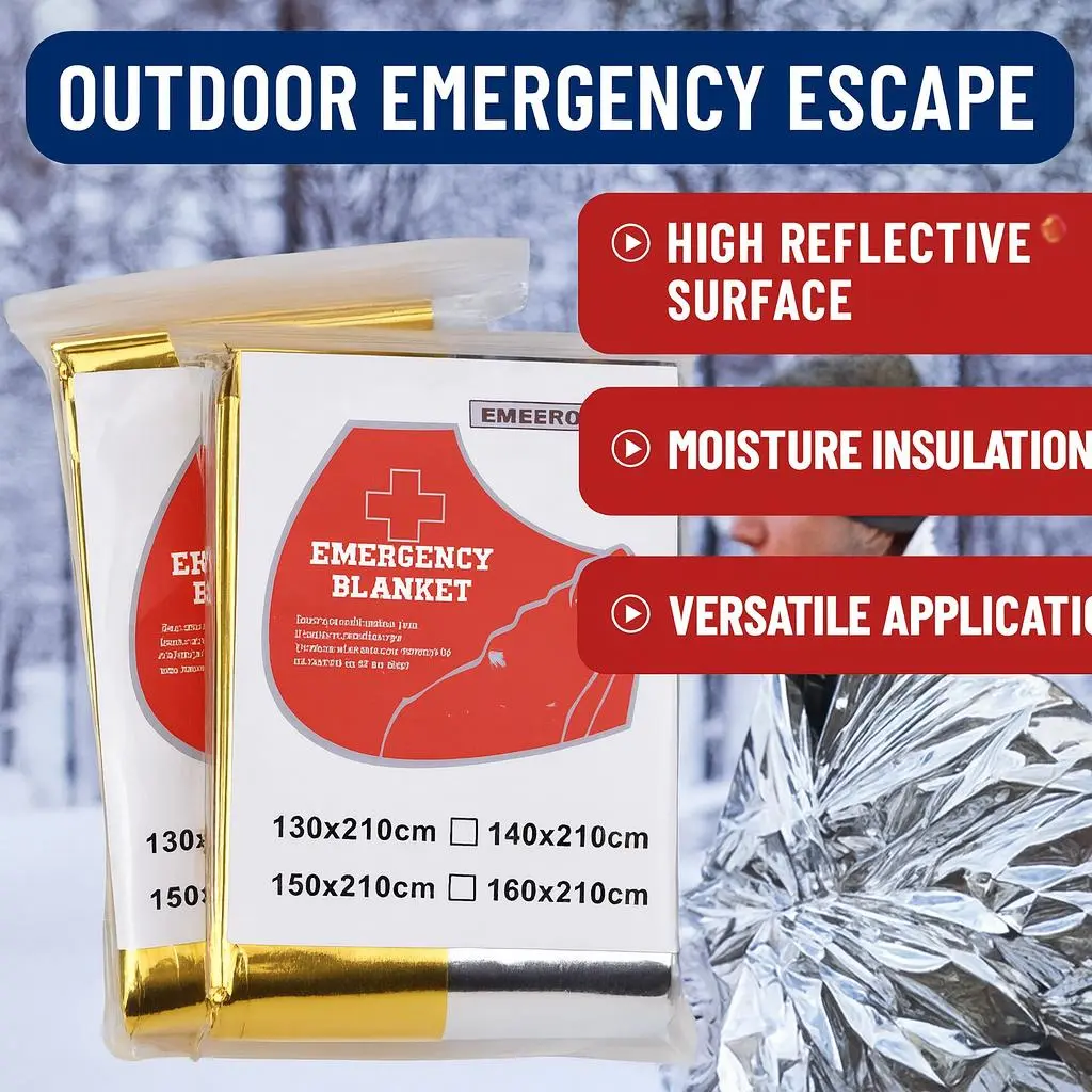 Emergency Blankets Mylar Thermal Blanket,(4 Pack) of Gigantic Space Blanket 84 * 64 in. Survival Blankets Heavy Duty Camping Gear,First Aid