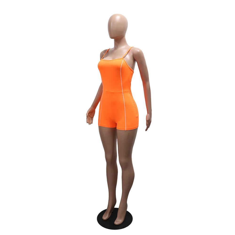 Solid Color Tight Strapless Jumpsuit Short Pants for Women