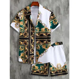 Fashion Hawaiian Suit Print Men Shirt 2Pcs Set luxury 3D Print Holiday Set Short Sleeve Casual Shirt Beach Two Piece Man Sets