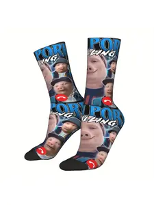 Unisex John Pork Calling Socks, Y2K Lightning Meme Pig Graphic, Chaotic TikTok Trend Gift, Casual Daily Socks