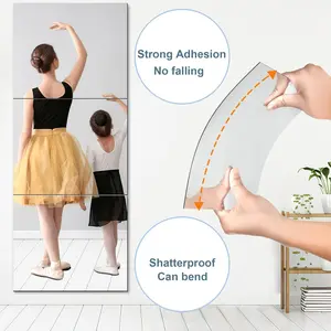 Wide Flexible Mirror Wall Sticker, Non-Glass Self-Adhesive Mirror Tile, Plastic Mirror Panel, Gym Bathroom Decorative Wallpaper
