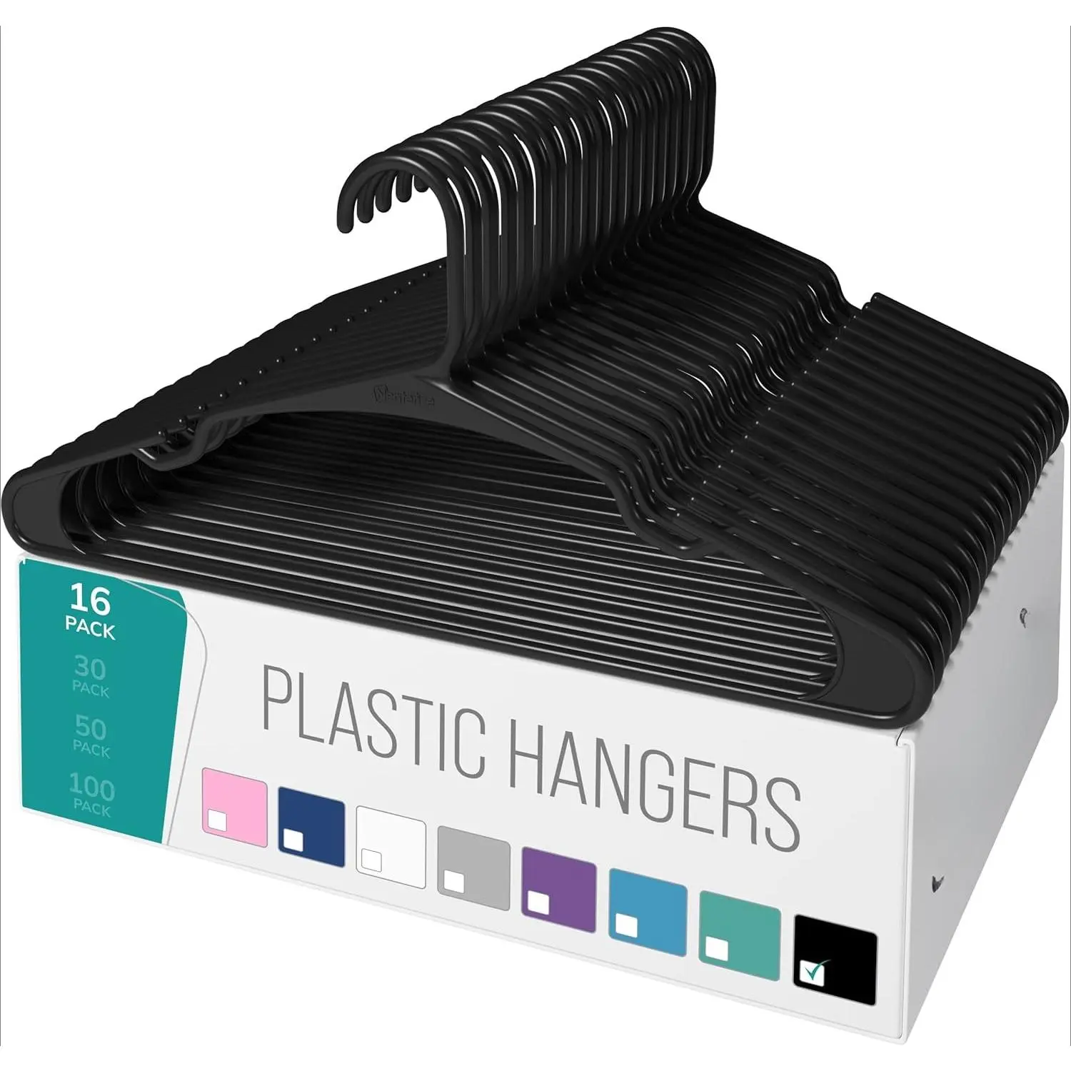 16-Pack Black Plastic Clothes Hangers, Home Organizer for Hanging and Storing Clothes, Ideal for Home Closet Clothing Organization, Hang Clothes