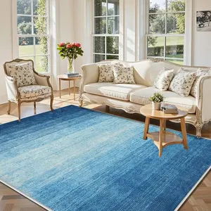 Gradient Blue Pattern Rug, Indoor Outdoor Easy Clean Soft Durable Rug, Ideal for Living Room Bedroom Dining Hallway Entrance, Perfect Home Decor and Valentine's Day Decoration, Decorative Rug, Patio Rug