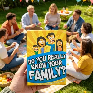 200 Family Party Trivia Cards, Question Card Game, Fun Interactive Game for Gatherings, Icebreaker Card Games for Parties and Picnics, Multiplayer Activity